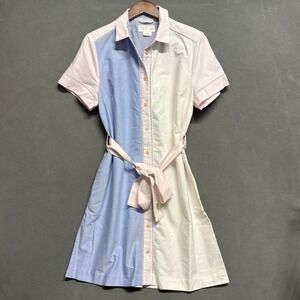 New Kate Spade x Broome Street Colorblock Shirtdress Size L Pink Blue Easter